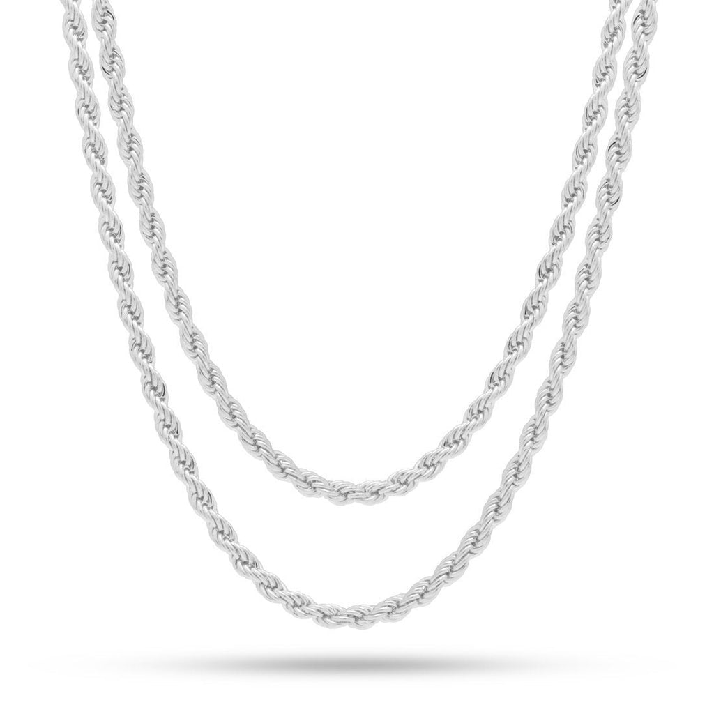 Gold Plated / White Gold 4mm Rope Chain Choker Set CHX14024-Silver