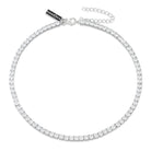 Gold Plated / White Gold / Adjustable 4mm Tennis Choker Chain CHX14114-SILVER