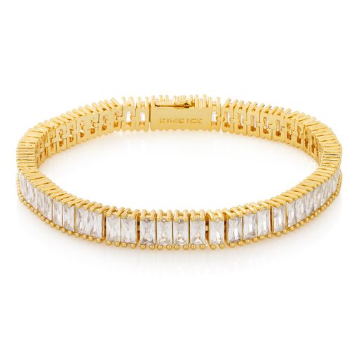 Jewel Baguette Crystal Medical Alert Bracelet in 12k Gold Plate