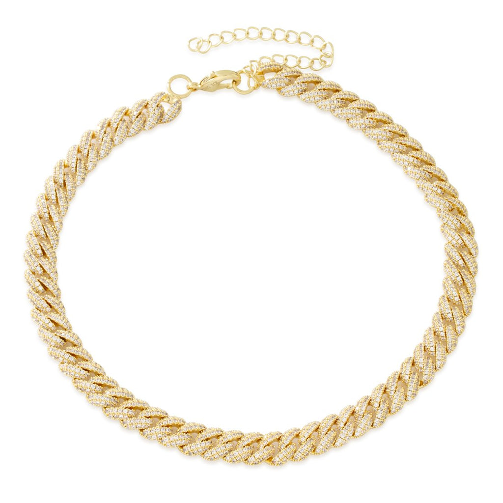 Gold Plated / 14K Gold / Adjustable 8mm Iced Miami Cuban Choker Chain CHX14222-GOLD-8MM