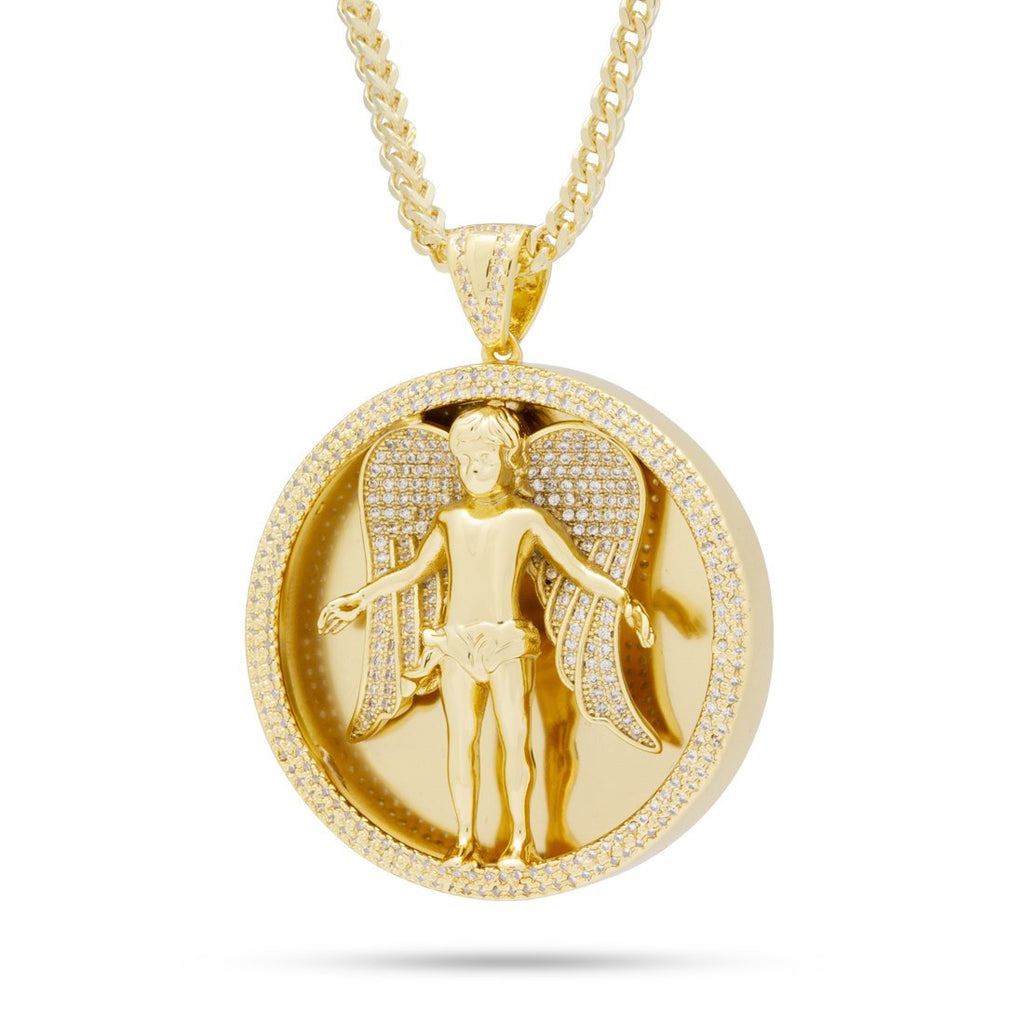 14K Gold The Angel Medallion Necklace NKX13348