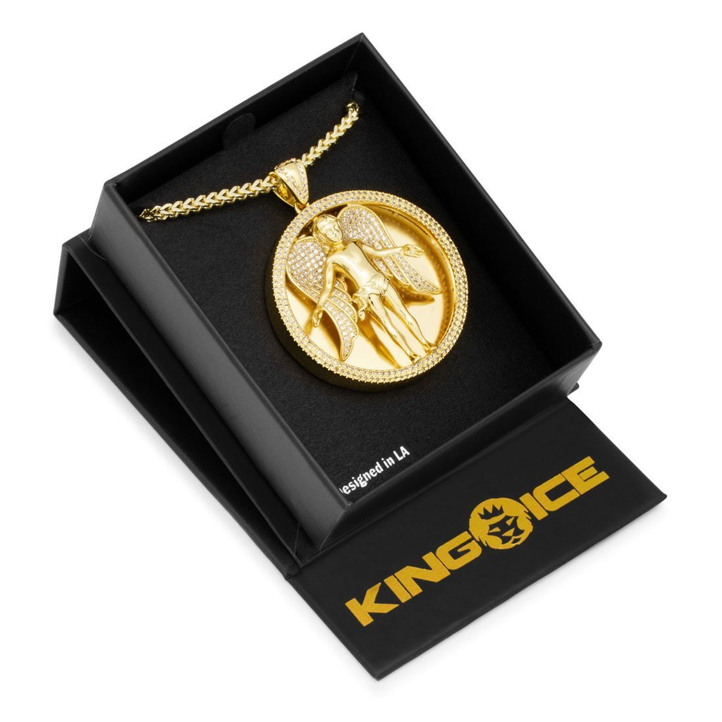 14K Gold The Angel Medallion Necklace NKX13348