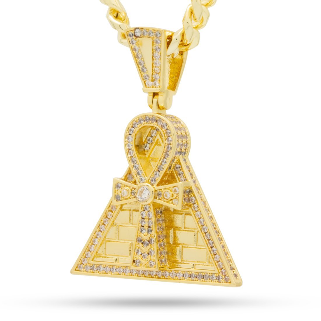 14K Gold Ankh Pyramid Necklace NKX14248