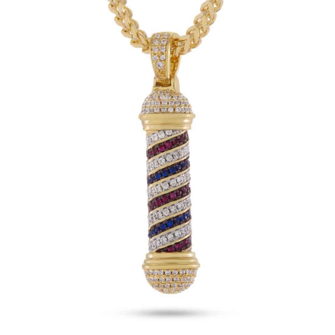 14K Gold / M Barber Shop Pole Necklace NKX12992-Gold
