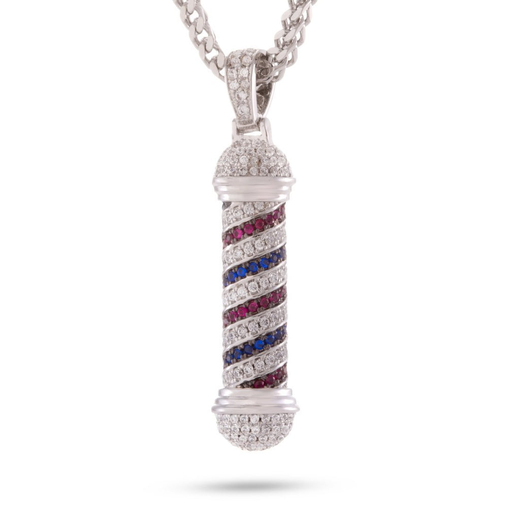 White Gold / M Barber Shop Pole Necklace NKX12992-Silver
