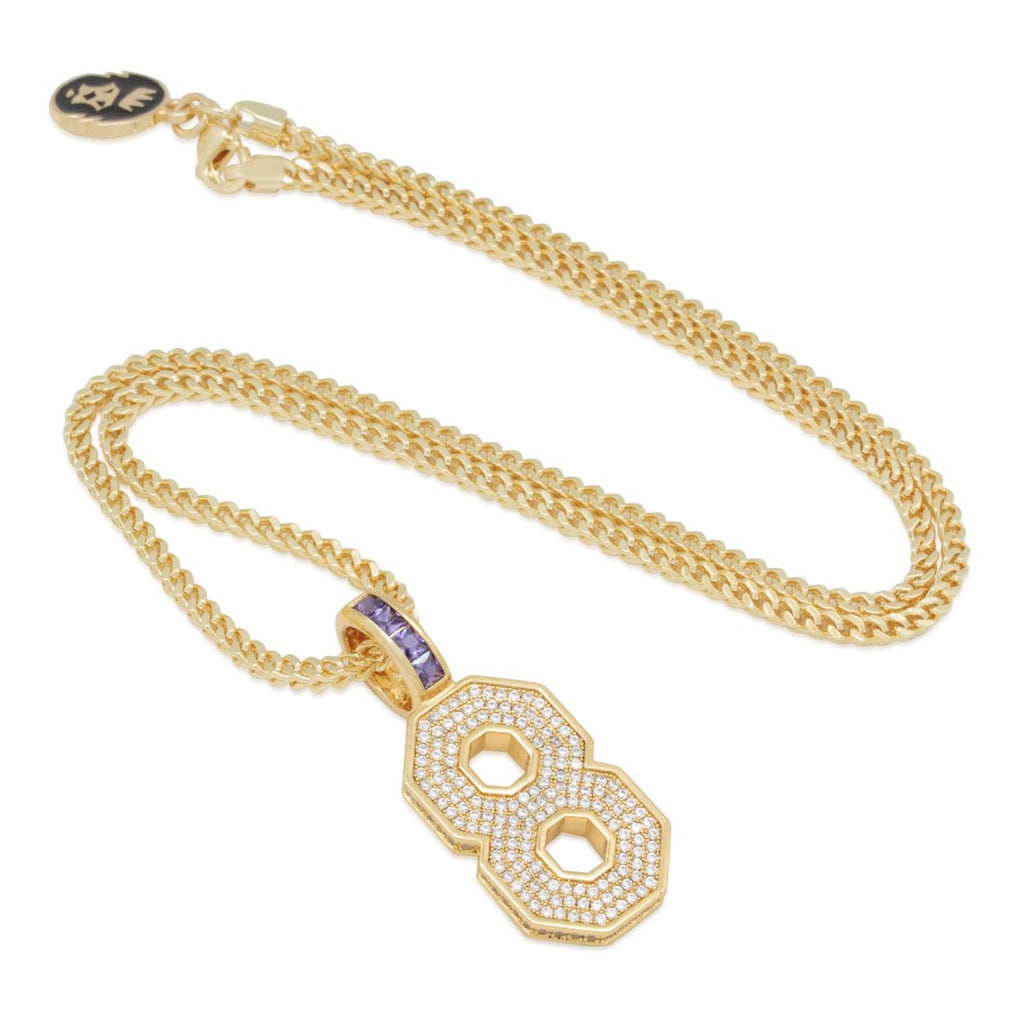 14K Gold / S Black Mamba Classic Number 8 Necklace NKX14316