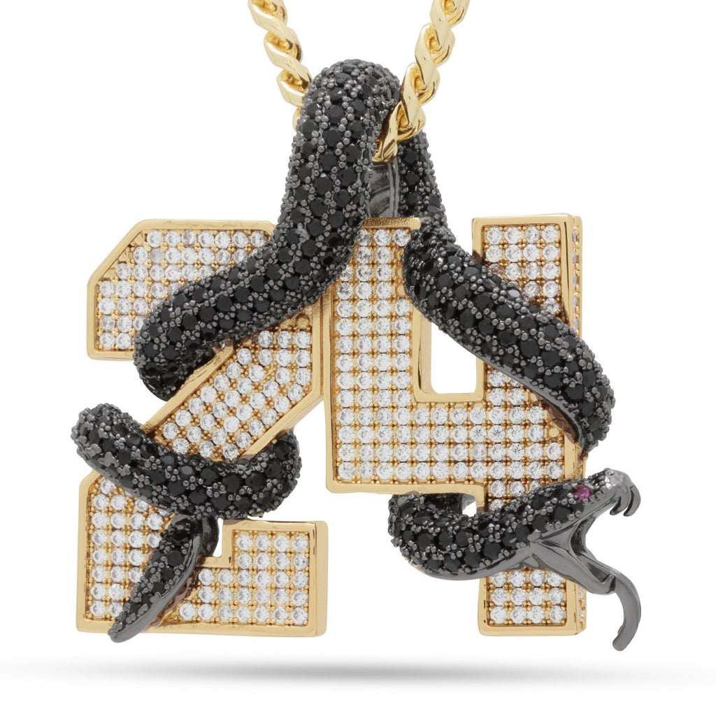 14K Gold / L Black Mamba Number 24 Necklace NKX14300-gold