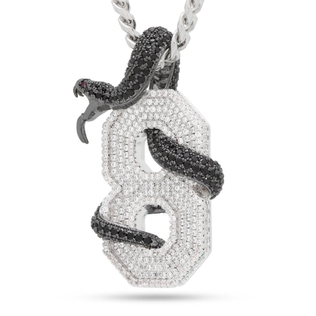 White Gold / M Black Mamba Number 8 Necklace NKX14301-Silver
