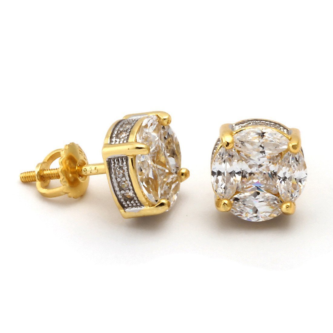 Brilliant Cut Button Stud Earrings