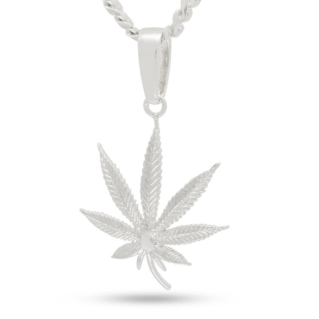 White Gold / S Cannabis Leaf Necklace NKX20003-SILVER