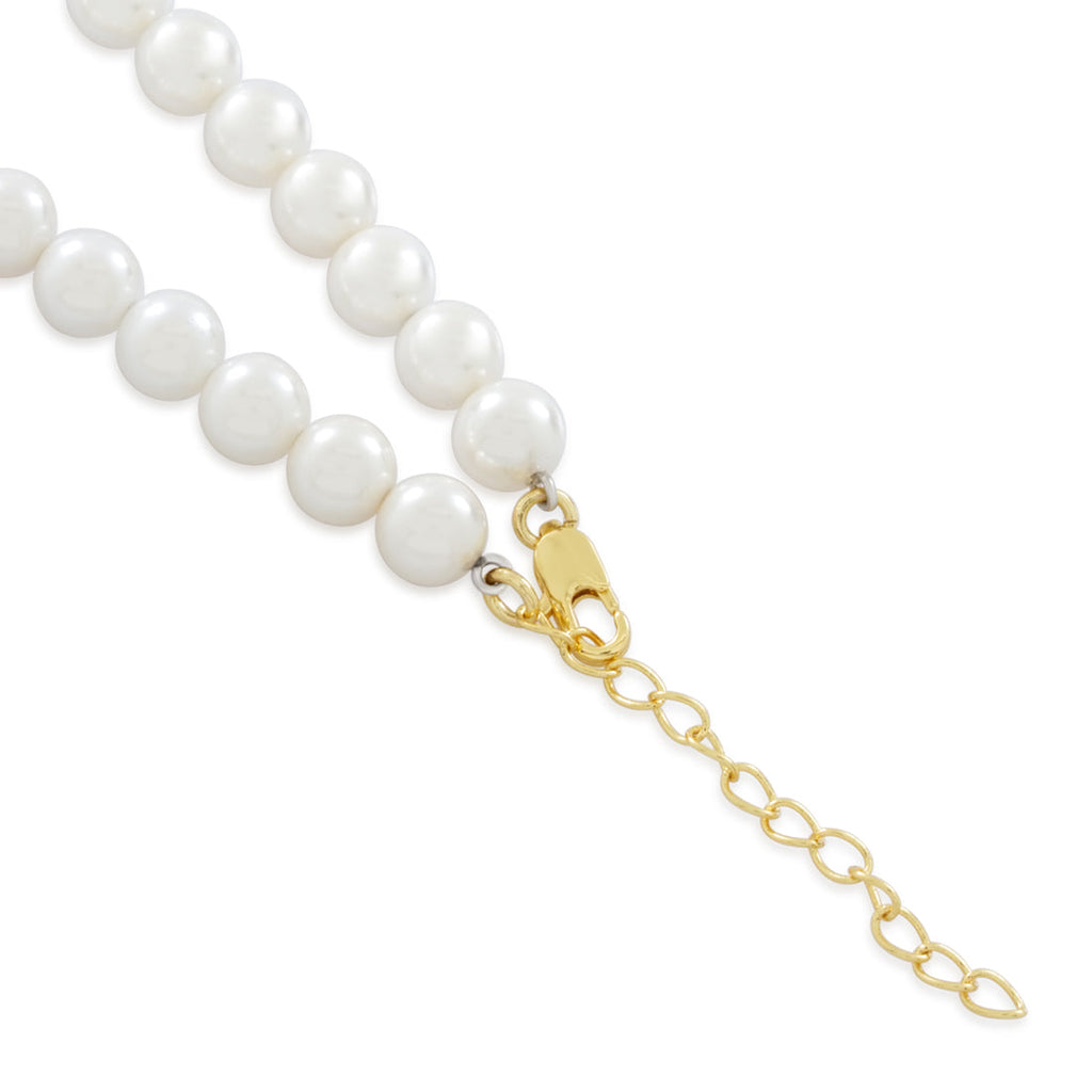 14K Vermeil / Gold Plated / 1.2" Cannabis Leaf Pearl Necklace