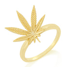 14K Vermeil / Sterling Silver / 1.3" Cannabis Leaf Ring