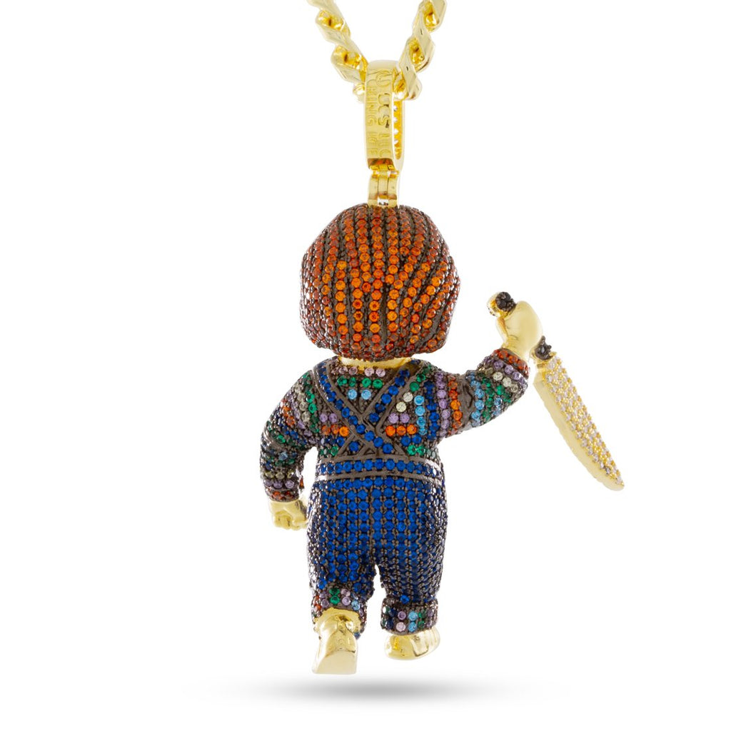 14K Gold / 2.4” Chucky x King Ice - Killer Chucky Doll Necklace