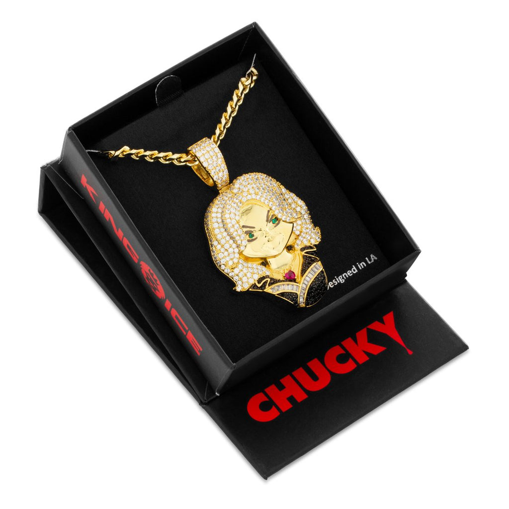 14K Gold / 2.2” Chucky x King Ice - Tiffany Bust Necklace NKX14234