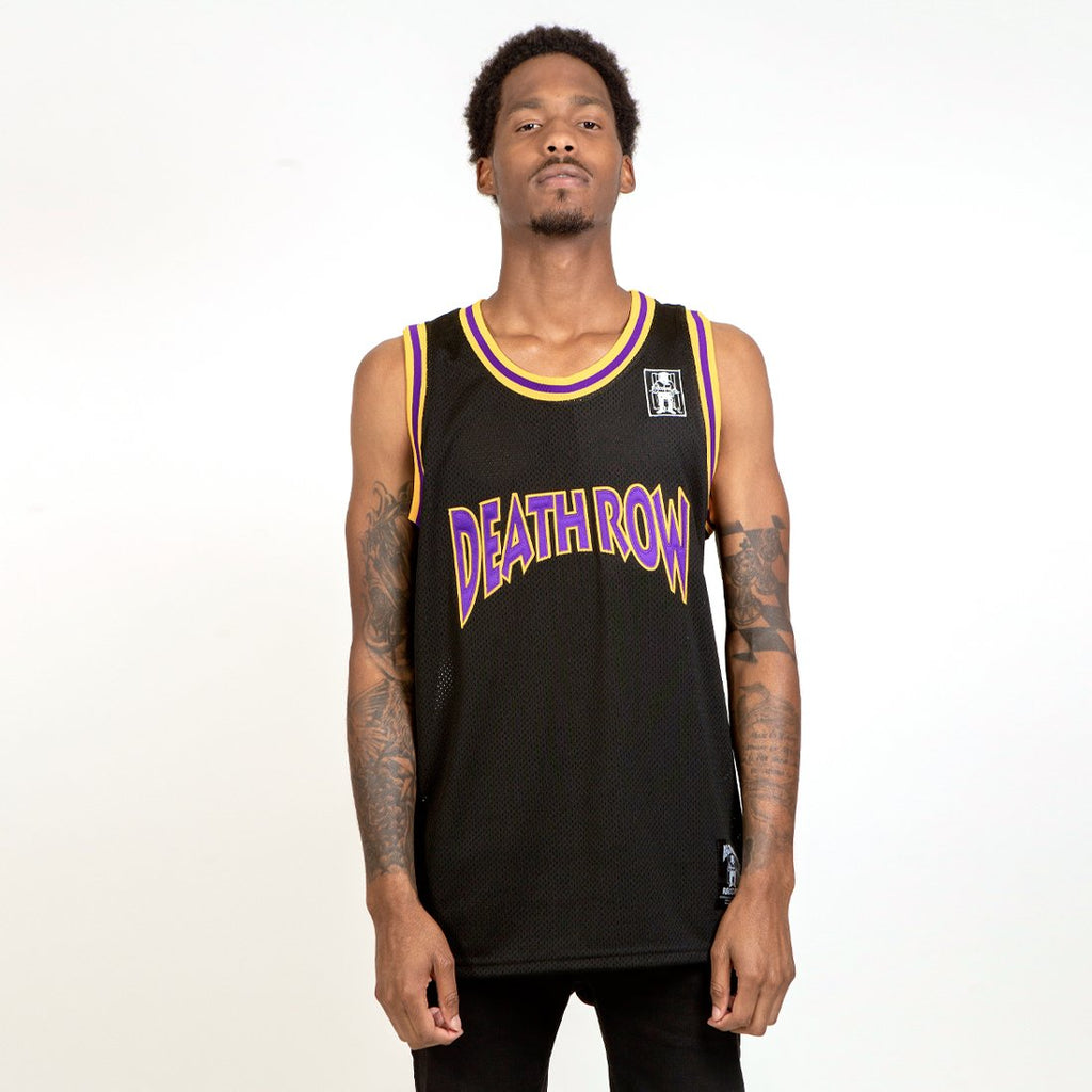 Black/Yellow / S Death Row Records x King Ice - Crew-Neck Basketball Jersey APX11045-Small