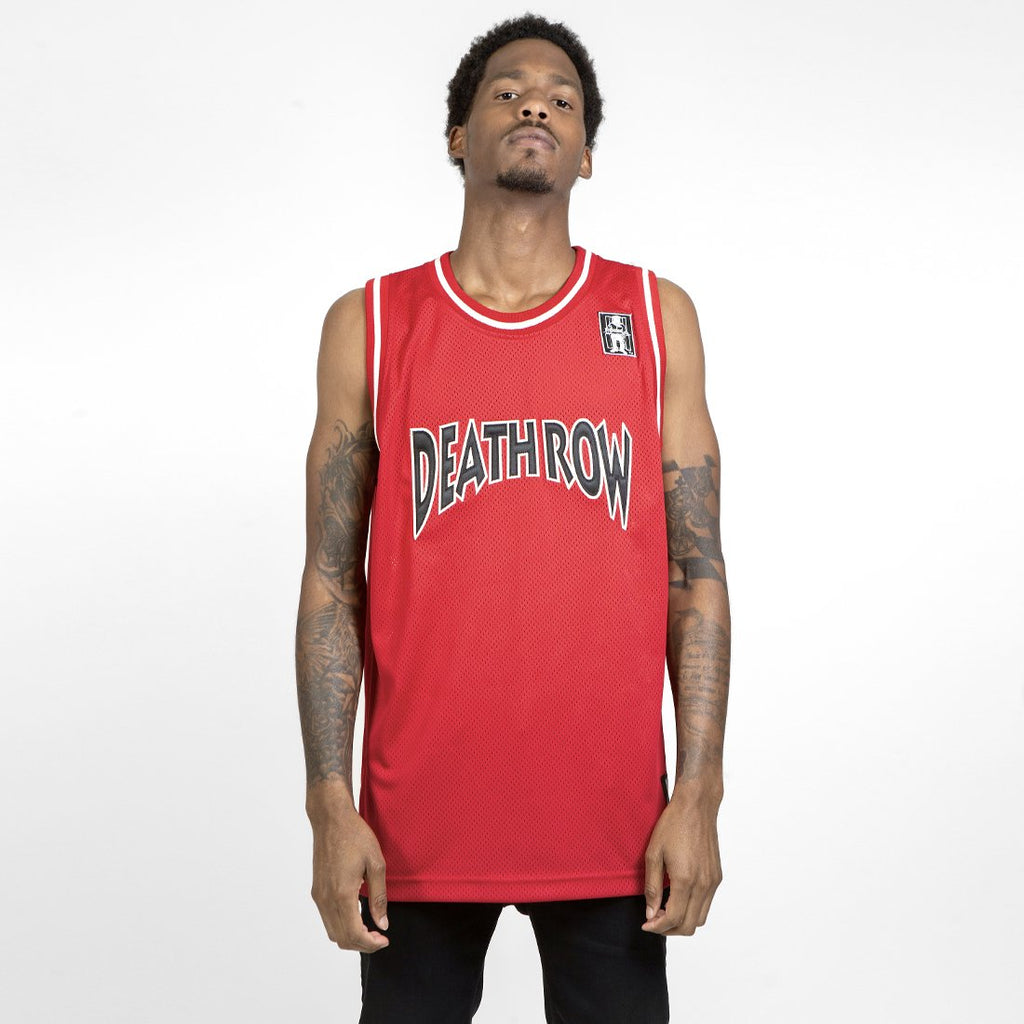 Red / S Death Row Records x King Ice - Crew-Neck Basketball Jersey APX11019-Small