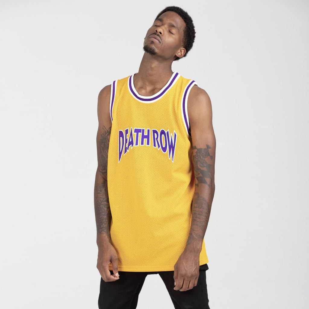 Yellow / S Death Row Records x King Ice - Crew-Neck Basketball Jersey APX11018-Small