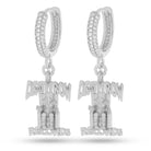 Sterling Silver / White Gold / 1.3" Death Row Records x King Ice - Hanging Logo Earrings