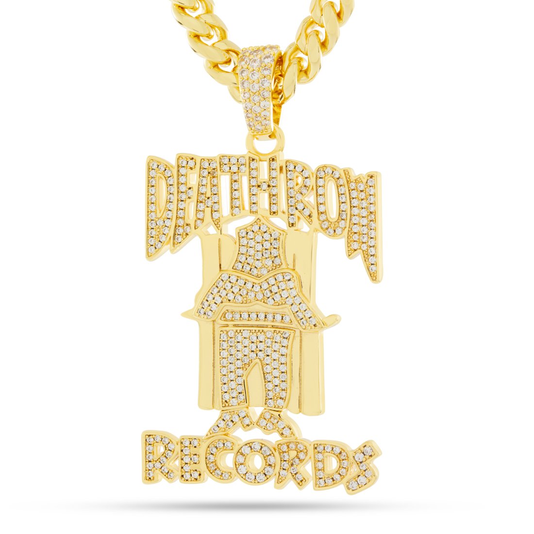 Gold Plated / 14K Gold / 2.5" Death Row Records x King ice - OG Death Row Logo Necklace
