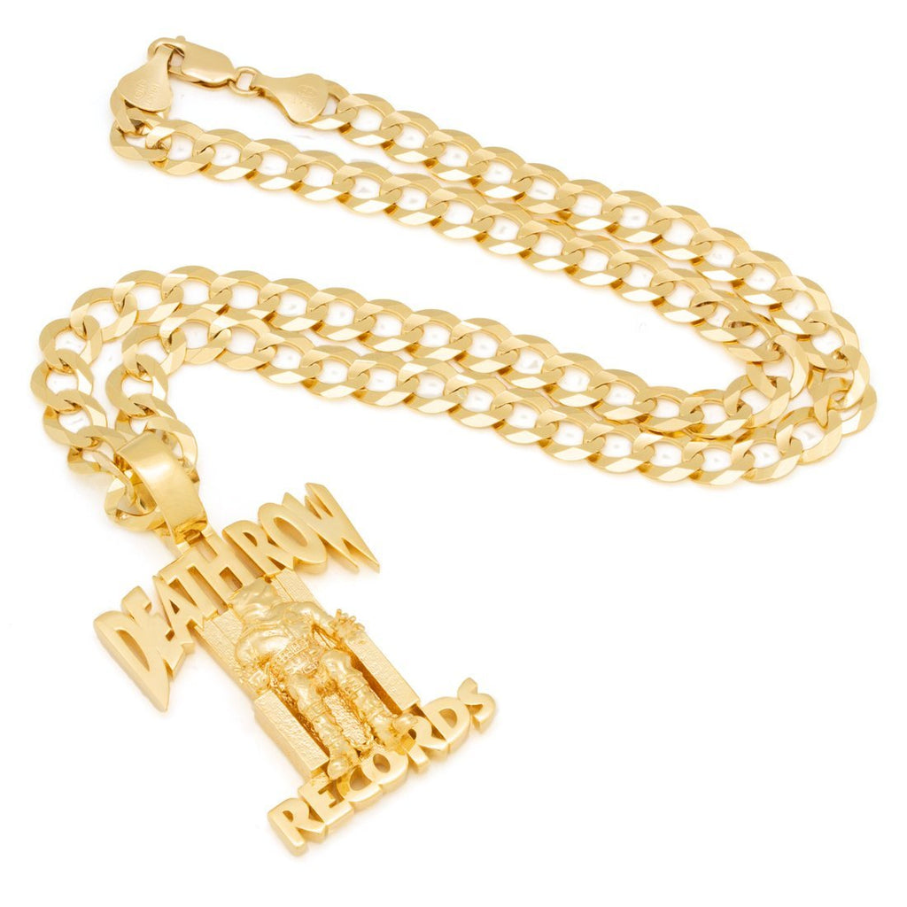 14K Solid Gold King Ice x Death Row Logo Necklace