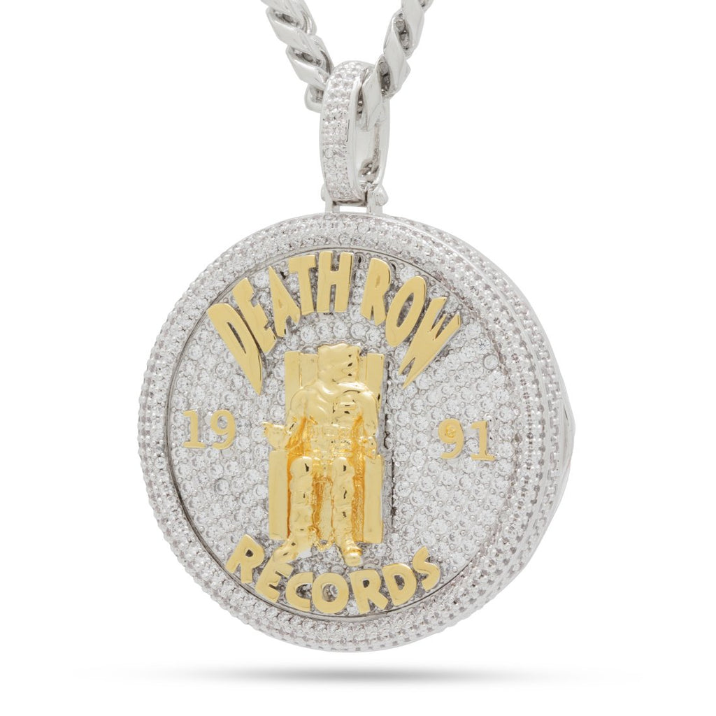 White Gold / L Death Row x King Ice - Medallion Stash Necklace NKX14290-SILVER