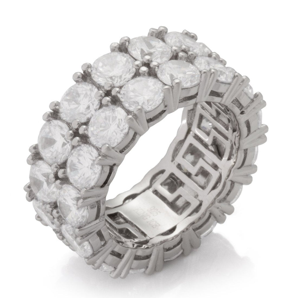 Sterling Silver / White Gold / 7 Double-Row Brilliant-Cut Ring RGX12321-7