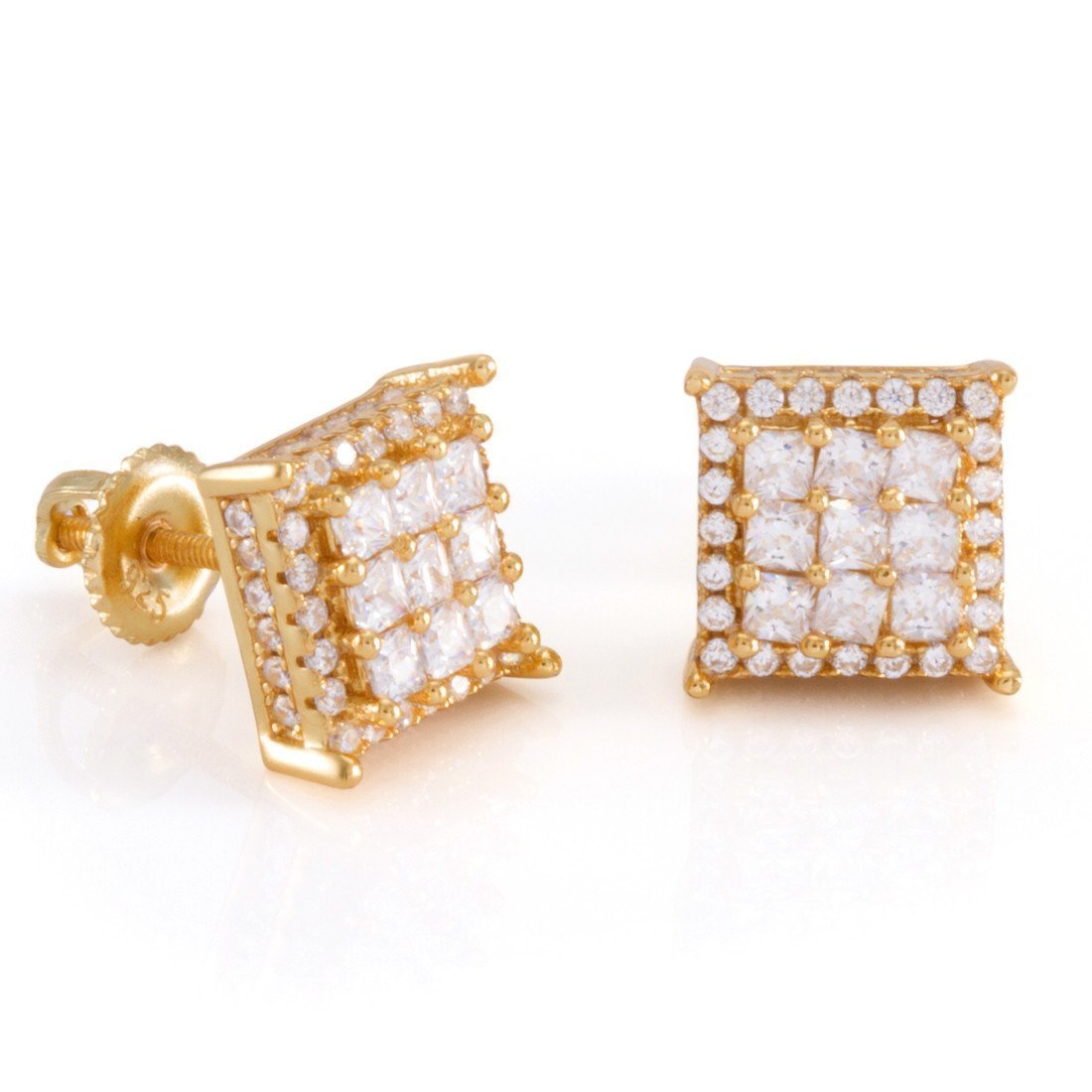 King Ice Double Layered Earrings Gold