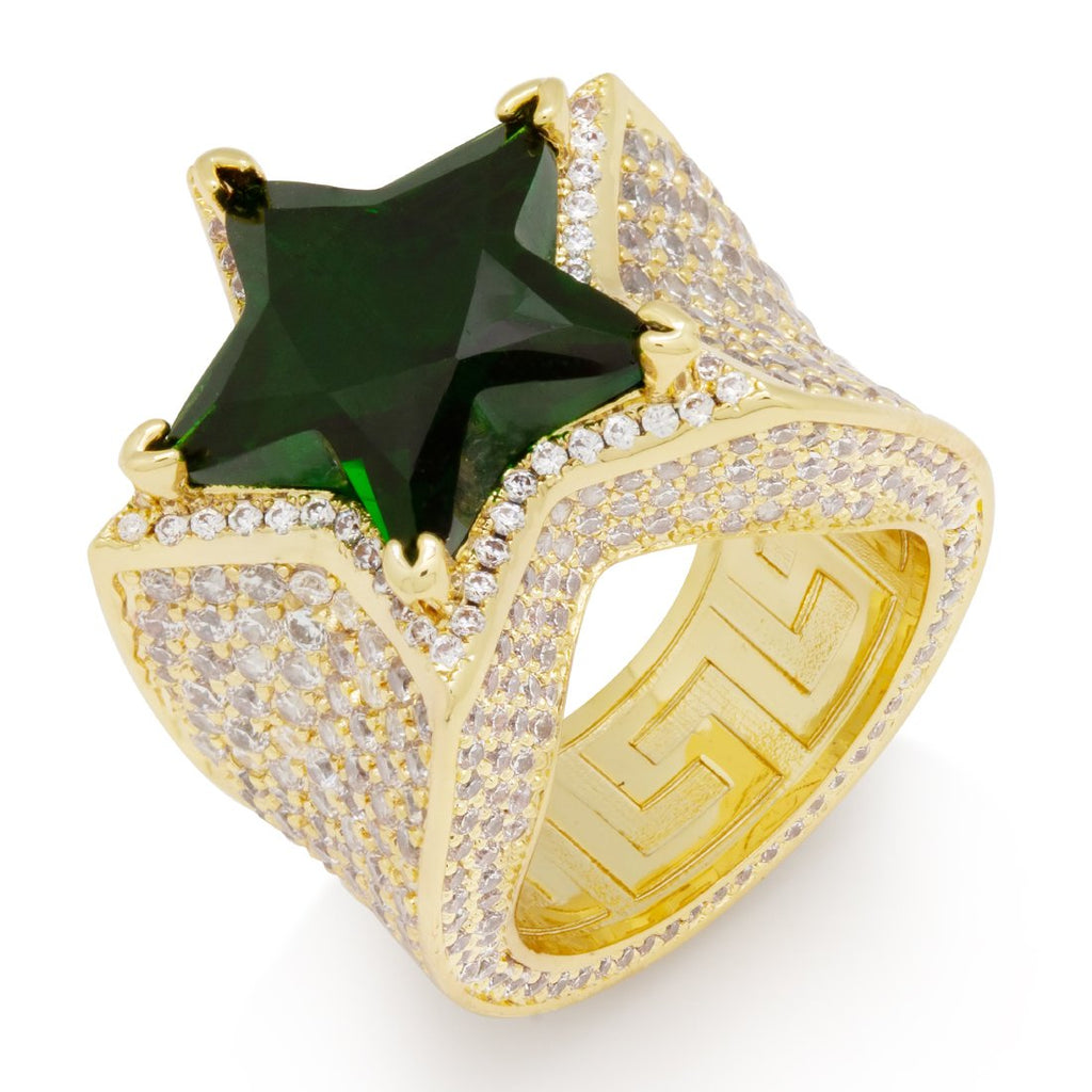 Gold Plated / 14K Gold / 7 Emerald Star Ring RGX14241-7