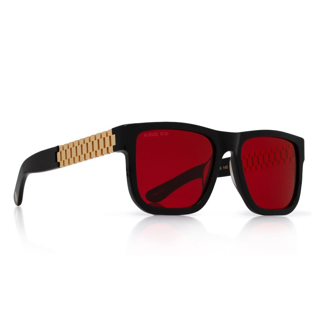 Black Gold Link Shades with Glossy Black Frame & Red Tint Lenses ACX14004