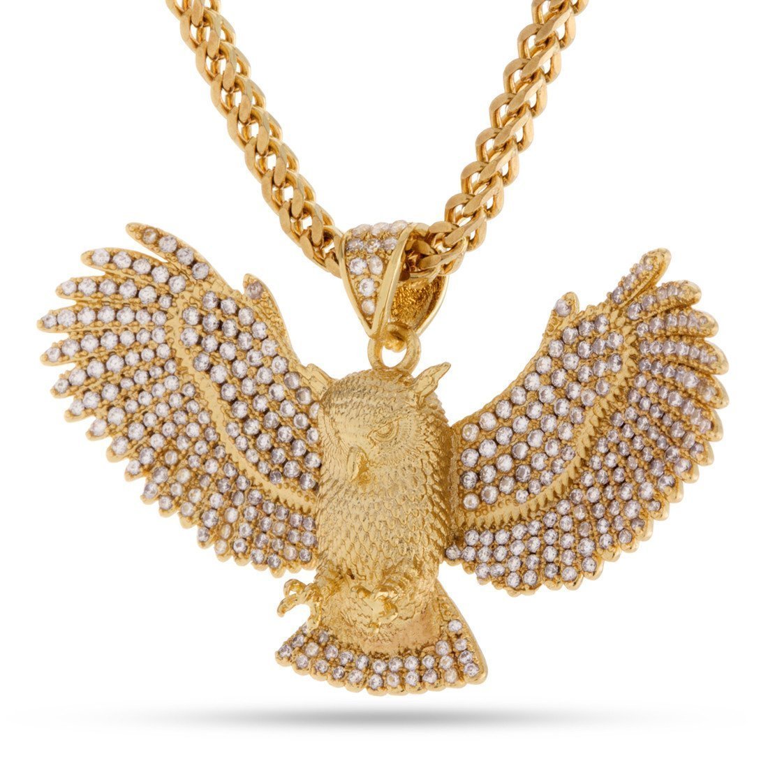 14K Gold / M Great Horned Owl Necklace NKX12326-Gold