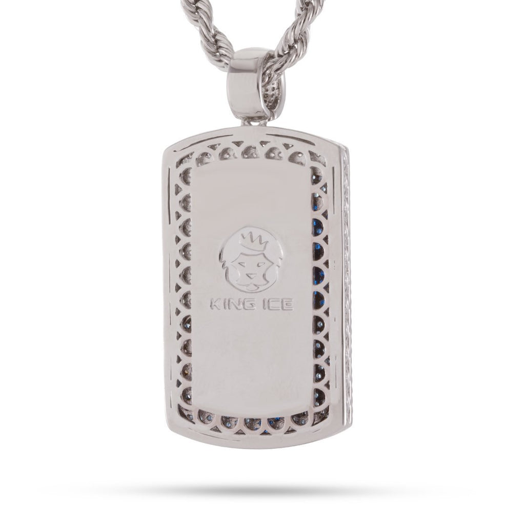 White Gold / M Great Wave Dog Tag Necklace NKX12842-Silver