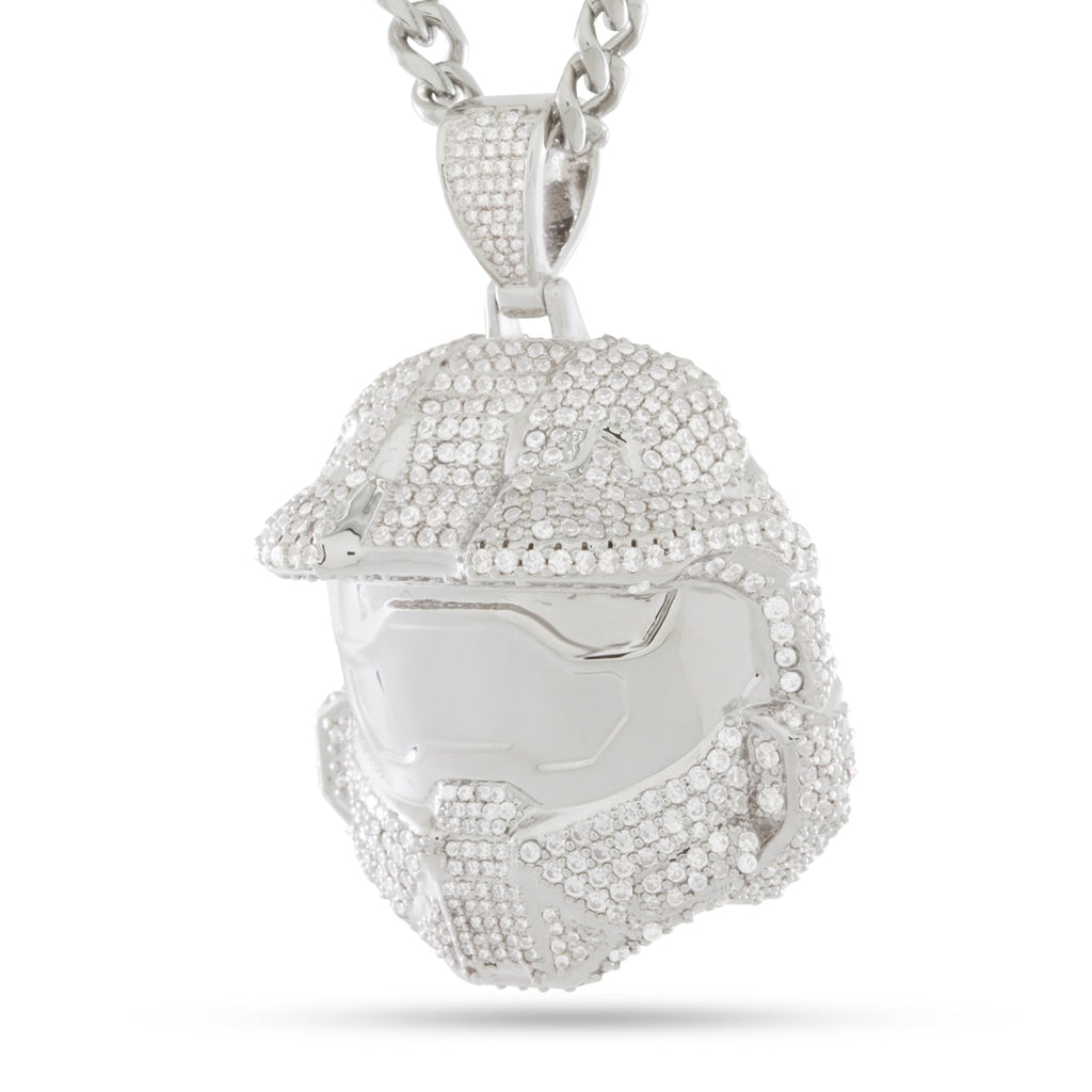 White Gold / 2.2" Halo x King Ice - Master Chief Helmet Necklace II