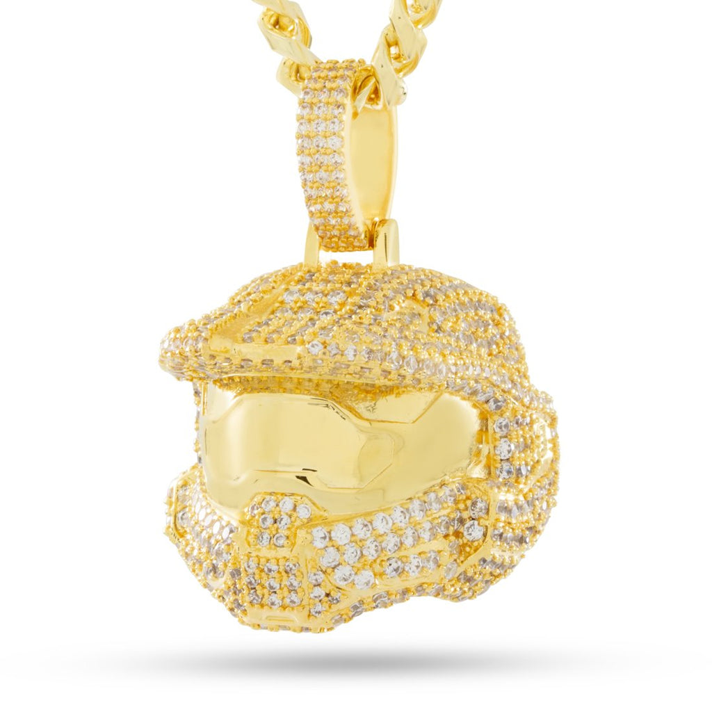 14K Gold / 1.6" Halo x King Ice - Master Chief Helmet Necklace