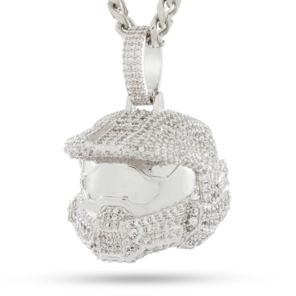 White Gold / 2.7" Halo x King Ice - Master Chief Helmet Necklace
