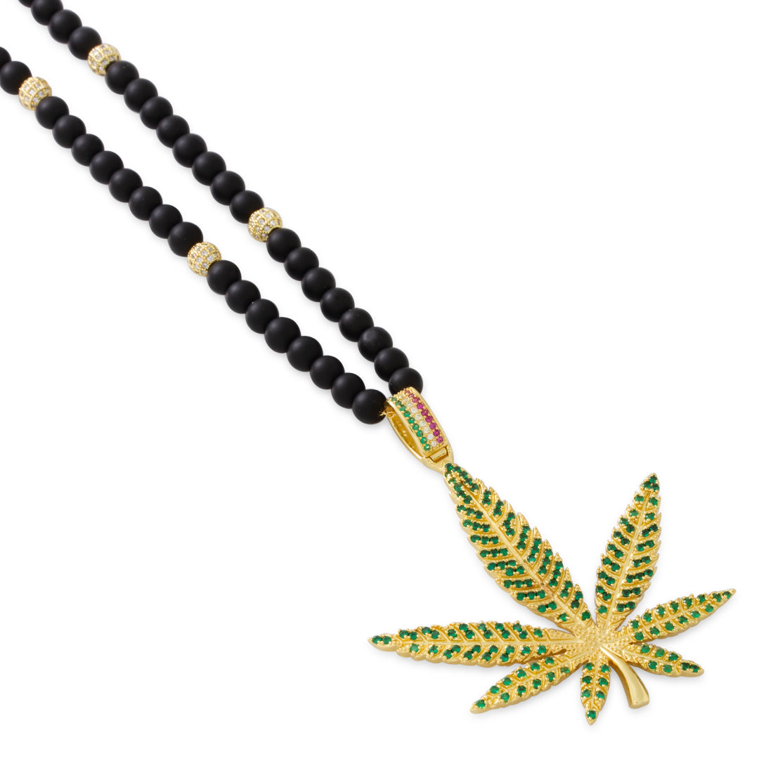 14K Gold / Gold Plated / 2" High Rise Cannabis Leaf Necklace