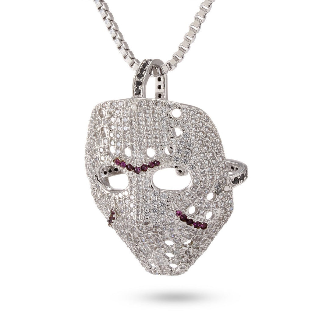 White Gold / S Hockey Mask Necklace NKX11828-Silver-Small
