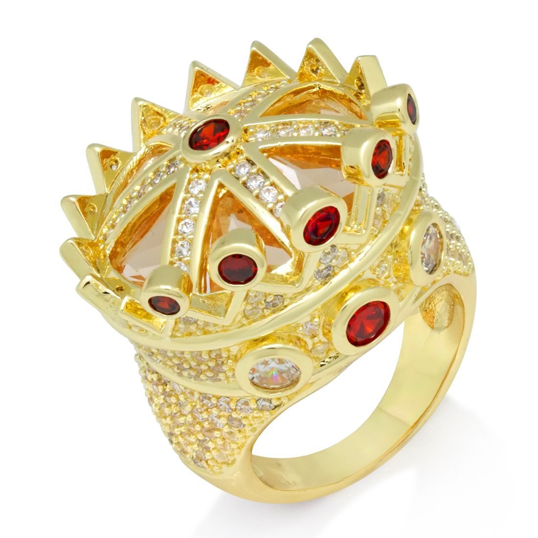 Crown Center Rider Rings Iced Crown Ring | Hip Hop Rings | King Ice