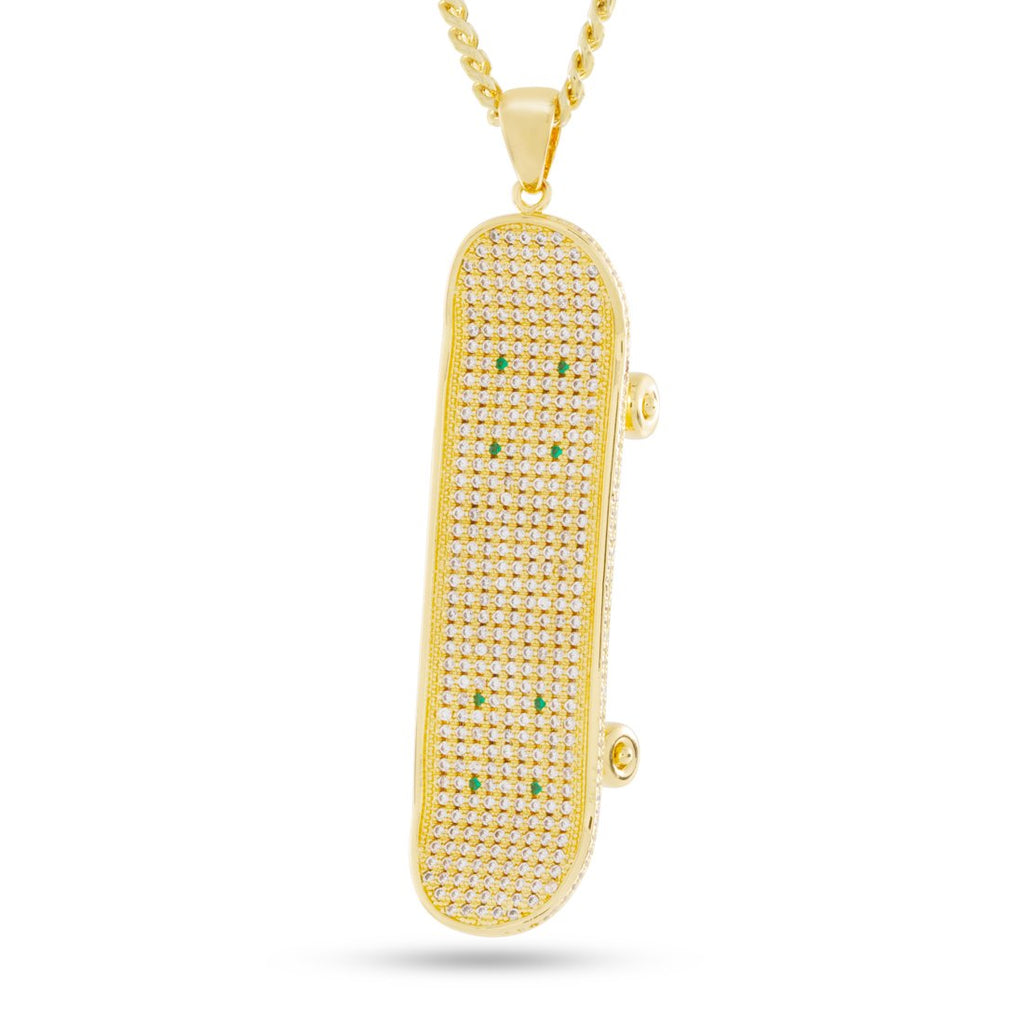 14K Gold Iced Skateboard Necklace NKX11146-GOLD