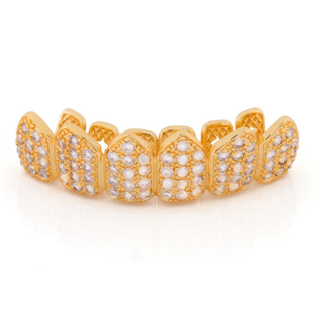 14K Gold / Top Iced Studded Grillz GRX12237-Gold-Top