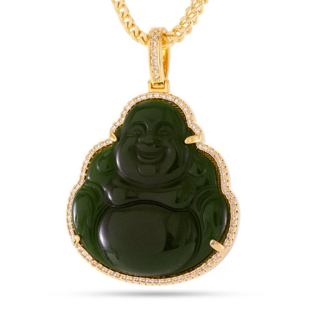 14K Gold / M Jade Buddha Necklace NKX12669-Jade