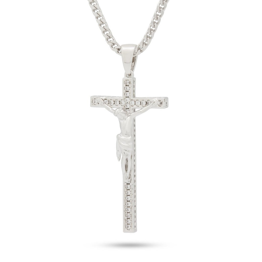 White Gold / M Latin Crucifix Necklace NKX14017
