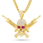 14K Gold / 2.5" M16 Jolly Roger Necklace