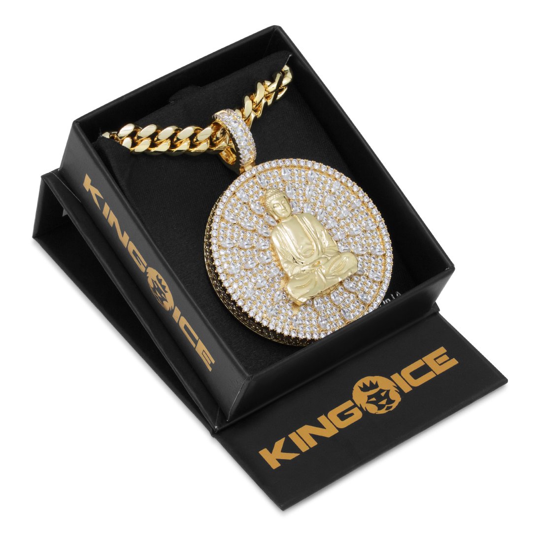 14K Gold Buddha Shield Necklace NKX14282-GOLD