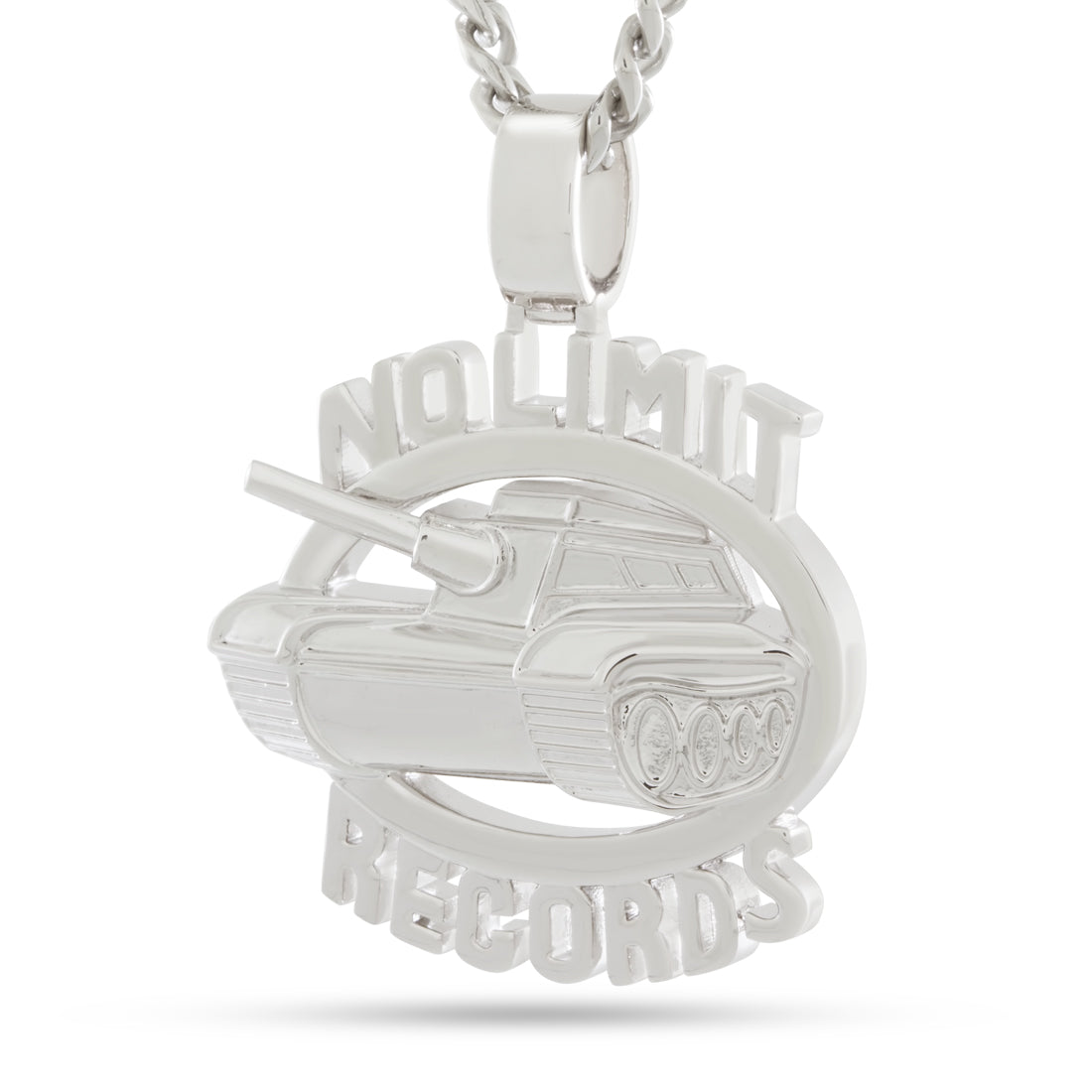 White Gold / 2.1" No Limit Records x King Ice - 98 Logo Necklace
