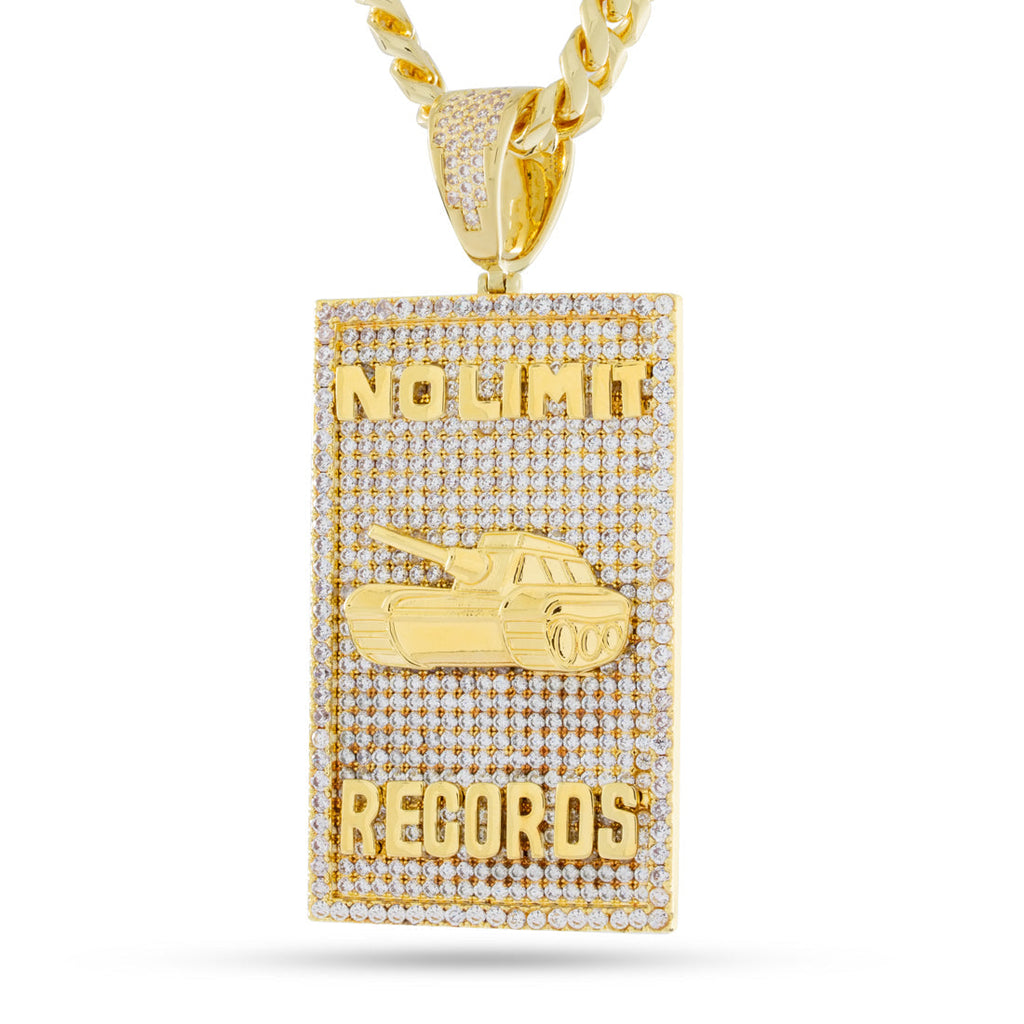 14K Gold / 3.1" No Limit Records x King Ice - No Limit Dog Tag Necklace