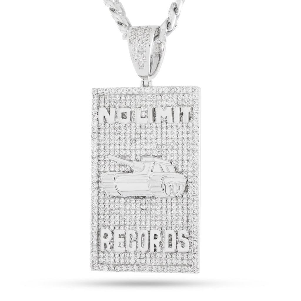 White Gold / 3.1" No Limit Records x King Ice - No Limit Dog Tag Necklace