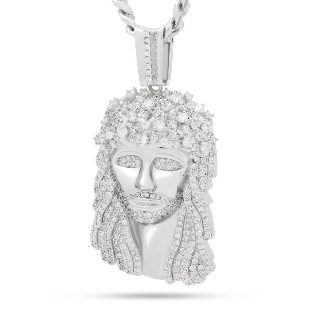 White Gold / L Notorious B.I.G. x King Ice - Biggie Jesus Necklace NKX14125-Large