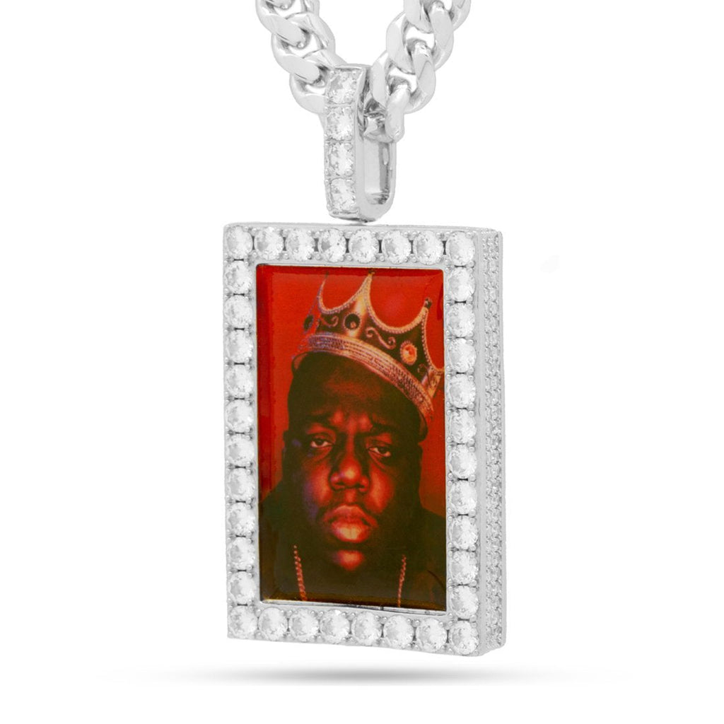 White Gold Notorious B.I.G. x King Ice - King of New York Necklace NKX14229-Silver