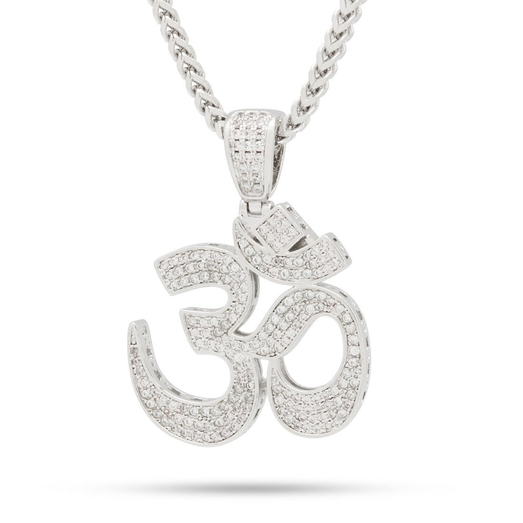 White Gold Om Necklace NKX14001