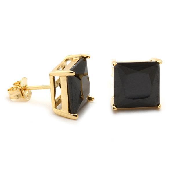 Onyx Princess Cut Stud Earrings